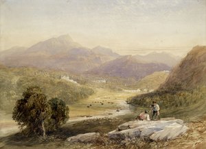 O Vale de Ffestiniog, Merionethshire (aguarela sobre papel)